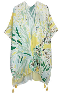 Floral Print Tassel Kimono-BLK310049