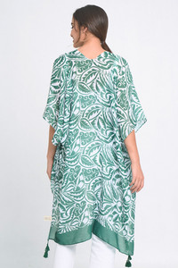 Floral Paisley Border Print Tassel Kimono-WLK310059