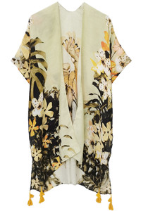 Floral Print Tassel Kimono