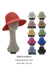 Solid Straw Bucket Hat-YHU310092