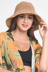 Solid Straw Bucket Hat-YHU310092