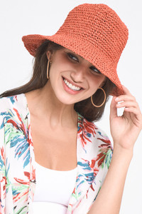 Solid Straw Bucket Hat-YHU310092