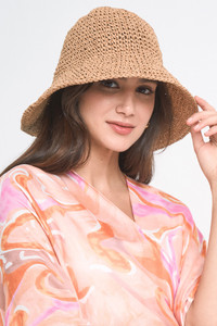 Solid Straw Bucket Hat-YHU310092