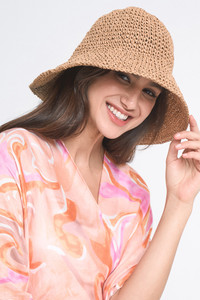 Solid Straw Bucket Hat-YHU310092