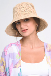 Solid Straw Bucket Hat-YHU310092