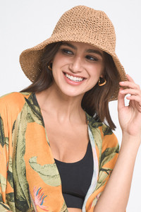 Solid Straw Bucket Hat-YHU310092