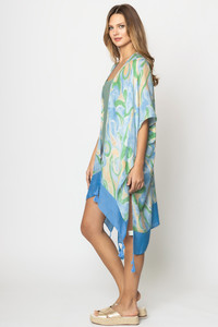 Swirl Border Print Tassel Kimono-YLK310081