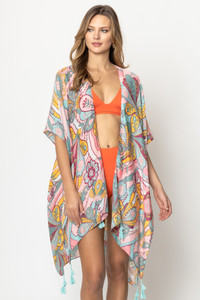 Paisley Print Tassel Kimono