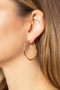 14K Gold Dipped Pin Catch Hoop-SJE310001