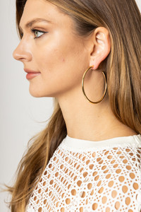 14K Metal Post Hoop-SJE310005