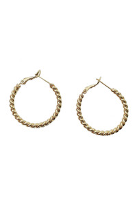14K Metal Omega Closure Textured Hoop-SJE310006
