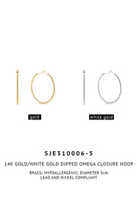 14K Metal Omega Closure Textured Hoop-SJE310006