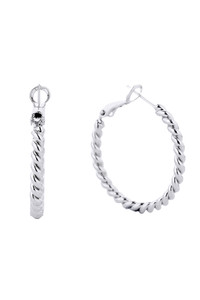 14K Metal Omega Closure Textured Hoop-SJE310006