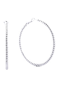 14K Metal Omega Closure Textured Hoop-SJE310006