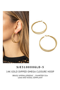 14K Gold Dipped Omega Closure Hoop-SJE310008