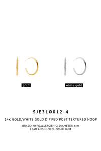 14K Gold Metal Post Textured Hoop-SJE310012