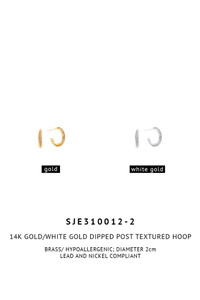 14K Gold Metal Post Textured Hoop-SJE310012