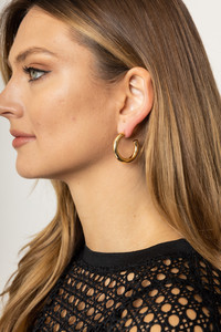 14K Metal Post Hoop-SJE310013