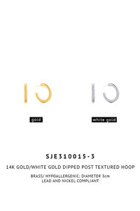 14K Metal Post Textured Hoop-SJE310015