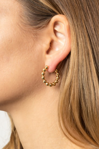 14K Dipped Huggie Hoop Cz Paved-SJE310268