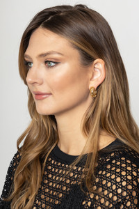 14K Gold Dipped Huggie Hoop Brass-SJE310279