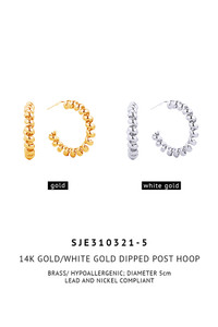 14K Gold/White Gold Dipped Post Hoop-SJE310321