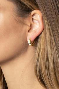 14K Gold Dipped Huggie Hoop Brass-SJE310348