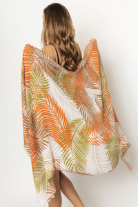 Palm Leaf Print Scarf-WLL310080