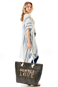 SUMMER LOVE Lettering Glitz Beach Bag-LOA375