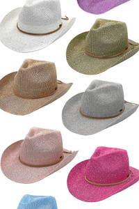 C.C Sequin Cowboy Hat with Suede String Trim Band
