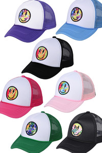 C.C Lightning Bolt Eyes Smiley Face Trucker Cap-GBA-04