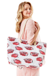 Water Color Blooming Roses Print Beach Bag-LOA367