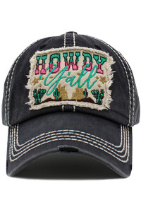 Howdy Ya'll Washed Vintage Ballcap-KBV-1497