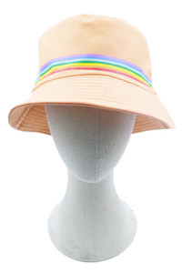 Rainbow Trim Solid Bucket Hat-BH206