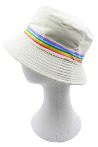 Rainbow Trim Solid Bucket Hat-BH206