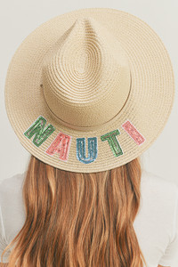 NAUTI Sequin Letter Panama Hat-MH0119