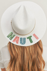 NAUTI Sequin Letter Panama Hat-MH0119
