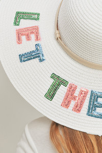 THE SUNS SHINE Sequin Letter Floppy Hat-MH0121