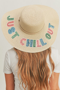 JUST CHILL OUT Sequin Letter Floppy Hat-MH0122
