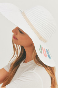 JUST CHILL OUT Sequin Letter Floppy Hat-MH0122