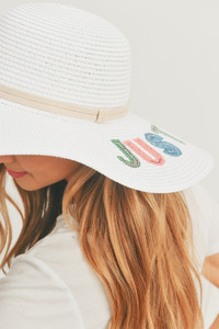 JUST CHILL OUT Sequin Letter Floppy Hat-MH0122