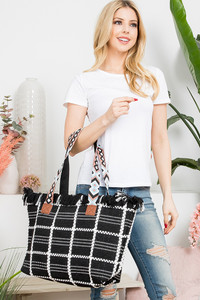Aztec Pattern Strap Checked Pattern Bag-MB0176