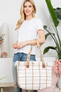 Aztec Pattern Strap Checked Pattern Bag-MB0176