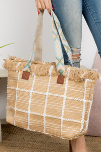 Aztec Pattern Strap Checked Pattern Bag-MB0176