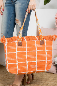 Aztec Pattern Strap Checked Pattern Bag-MB0176