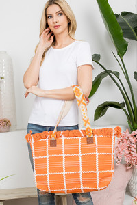 Aztec Pattern Strap Checked Pattern Bag-MB0176