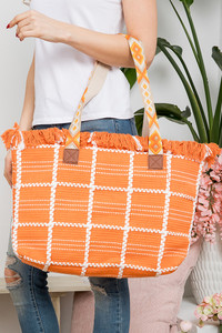 Aztec Pattern Strap Checked Pattern Bag-MB0176