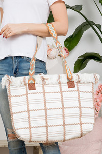 Aztec Pattern Strap Checked Pattern Bag-MB0176