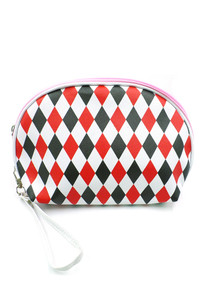 12pc Assorted Color Diamond Pattern Rounded Cosmetic Bag -ECB6920G