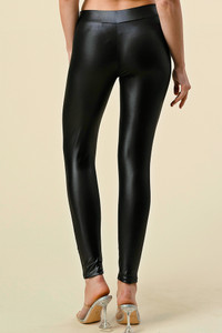 Faux Leather 6 Button Skinny Pants-PU6BB(6pcs)